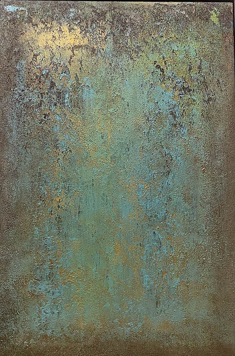 Pátina Dorada, óleo sobre lienzo de autor anónimo (Japón), 91 × 61 cm